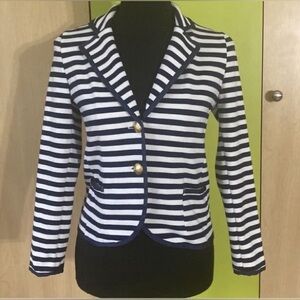 EUC. Girls M (8/10) Tommy Hilfiger Navy, white striped nautical-inspired blazer